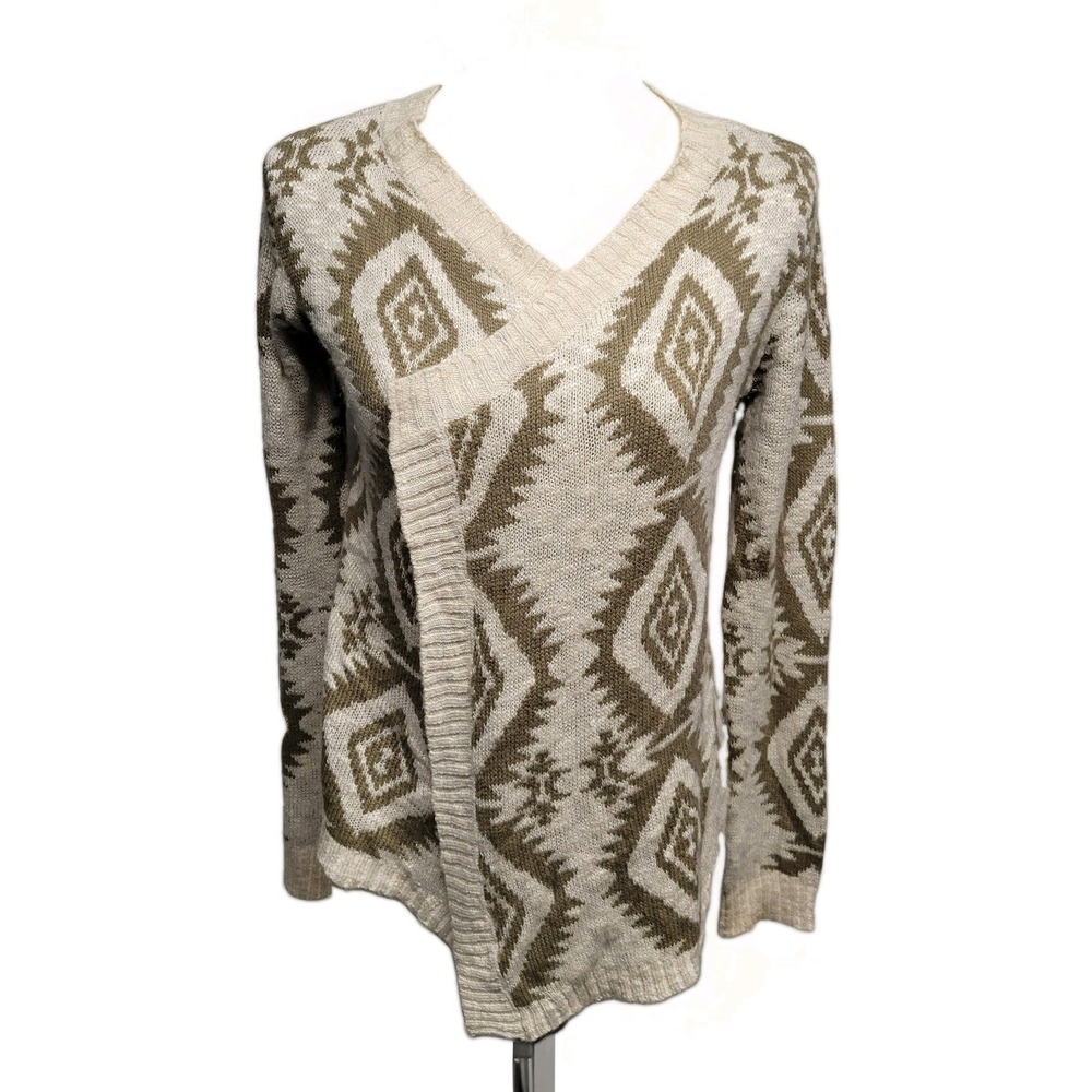Jr's Arizona Jeans Open Front Aztec biege and tan color Cardigan Size M